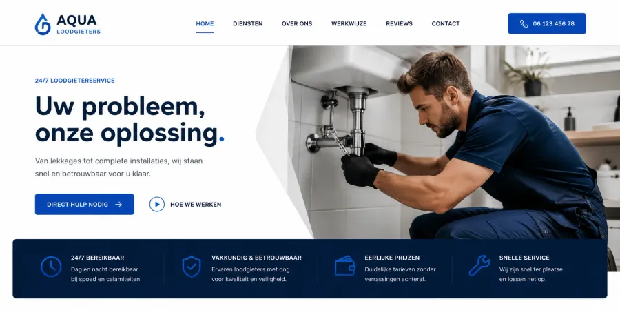 Websiteconcept voor Aqua Loodgieters